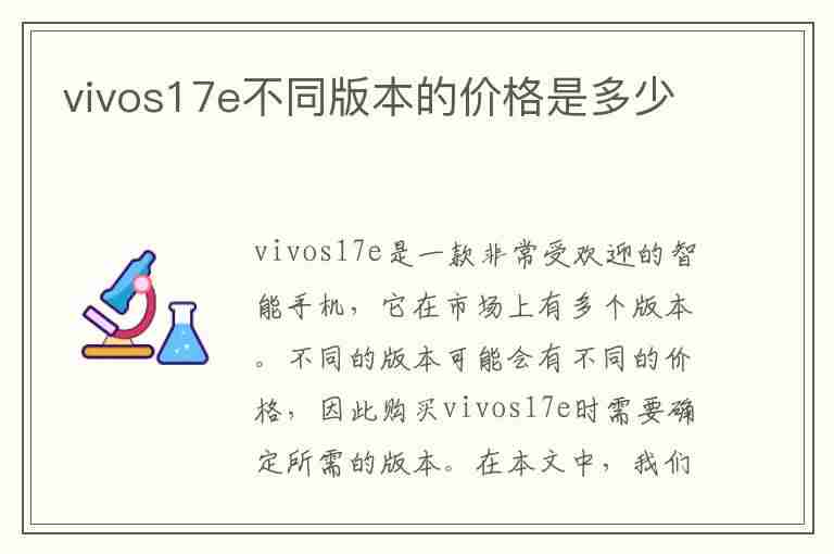 vivos17e不同版本的价格是多少